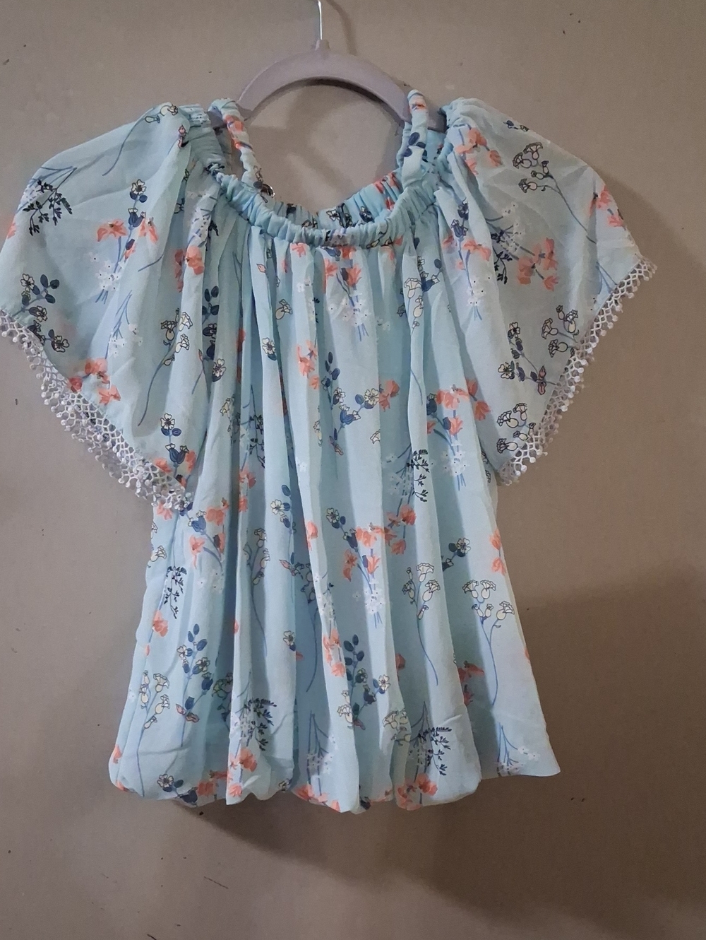 Women’s Light Blue Floral Off-Shoulder Top